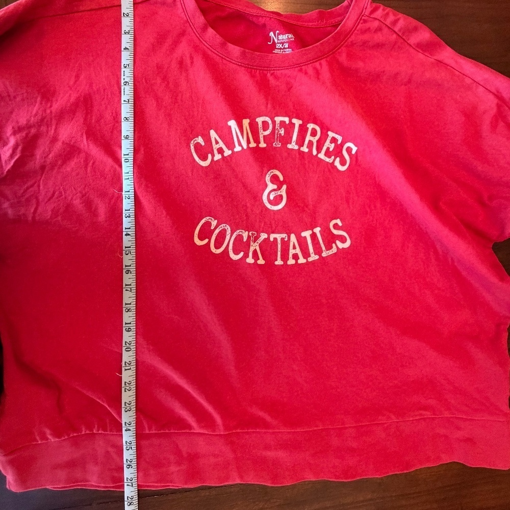 Natural Reflections Women's Red Campfires & Cocktails Sweatshirt, Size 2X - Picture 9 of 10